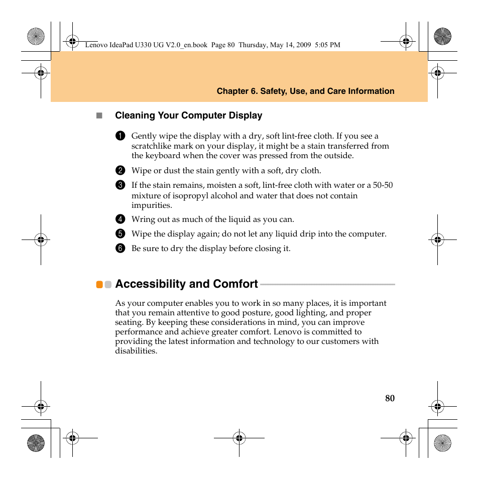 Accessibility and comfort | Lenovo IdeaPad U330 User Manual | Page 89 / 135