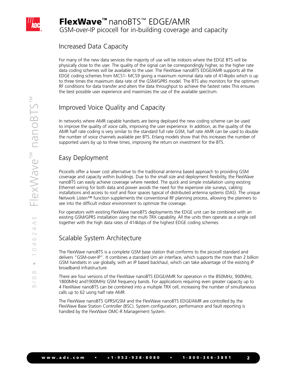 Flexw ave, Nanobts, Flexwave | Edge/amr | ADC FlexWave nanoBTS User Manual | Page 2 / 4