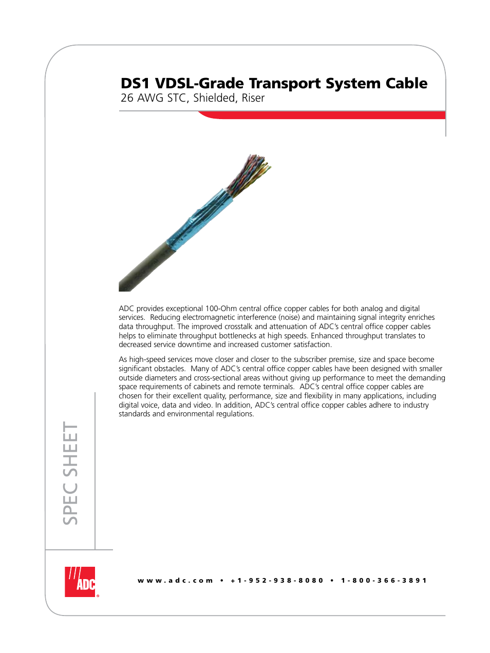 ADC DS1 VDSL-Grade Transport System Cable 103326AE User Manual | 4 pages