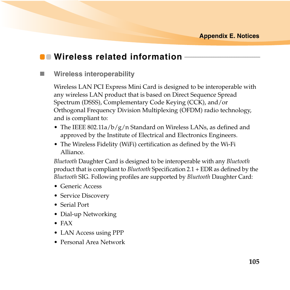 Wireless related information | Lenovo IdeaPad U165 User Manual | Page 119 / 143