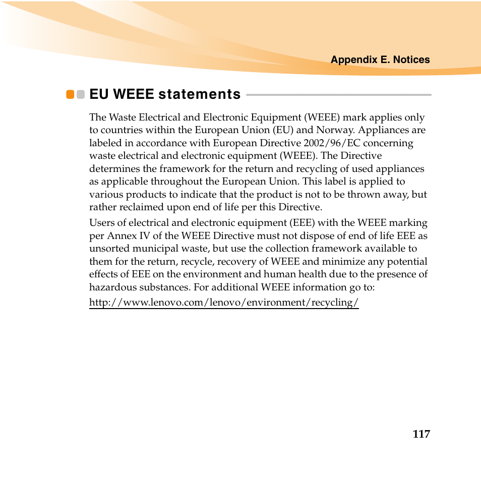 Eu weee statements | Lenovo IdeaPad U165 User Manual | Page 131 / 143