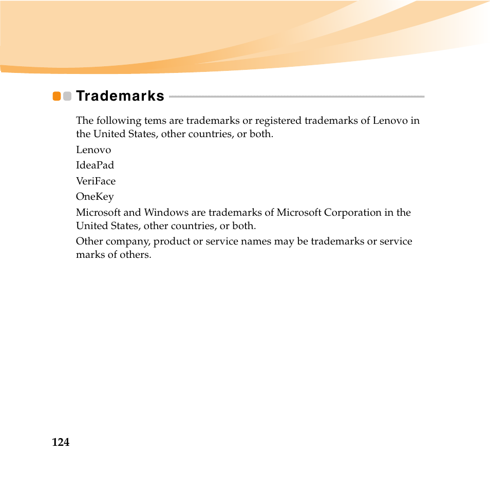 Trademarks | Lenovo IdeaPad U165 User Manual | Page 138 / 143