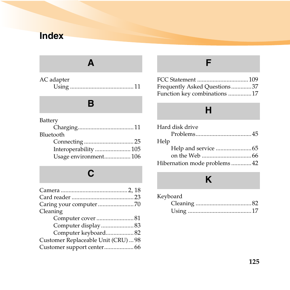 Index | Lenovo IdeaPad U165 User Manual | Page 139 / 143