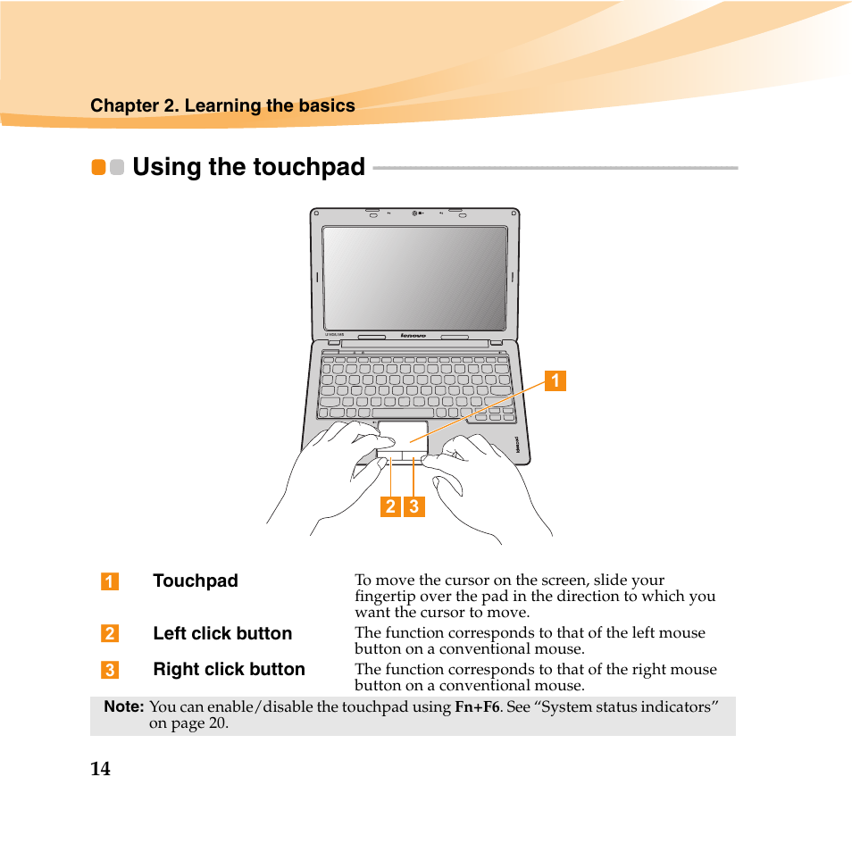 Using the touchpad | Lenovo IdeaPad U165 User Manual | Page 28 / 143