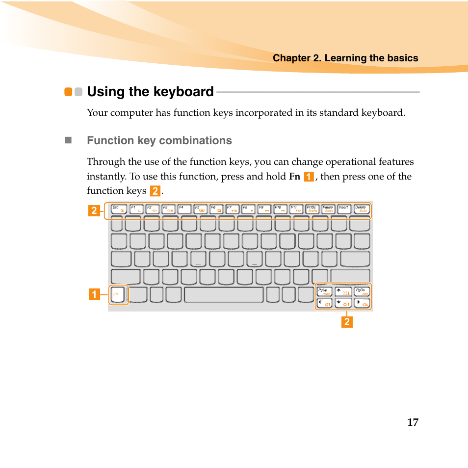Using the keyboard | Lenovo IdeaPad U165 User Manual | Page 31 / 143