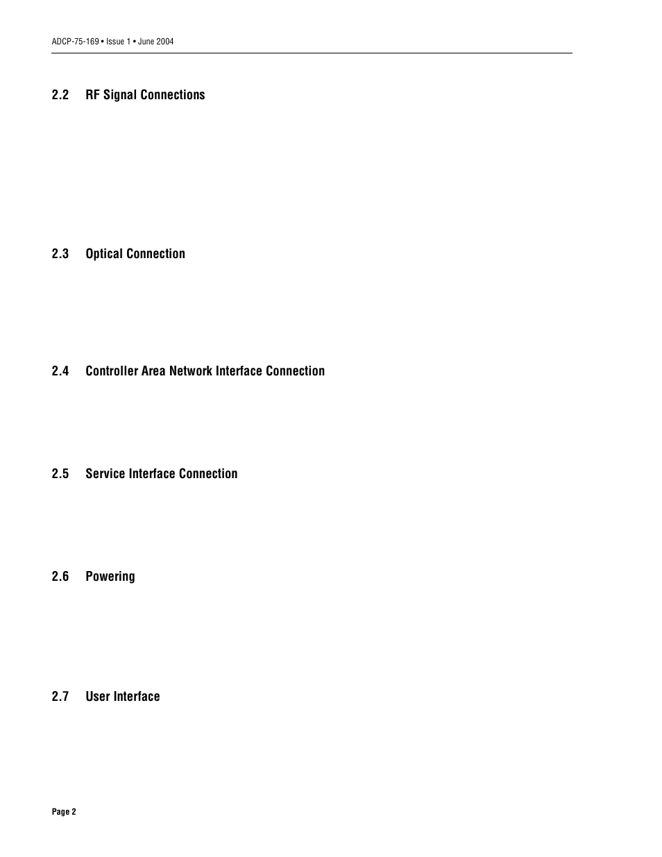 2 rf signal connections, 3 optical connection, 4 controller area network interface connection | 5 service interface connection, 6 powering, 7 user interface, Rf signal connections, Optical connection, Controller area network interface connection, Service interface connection | ADC 19717-A User Manual | Page 10 / 32