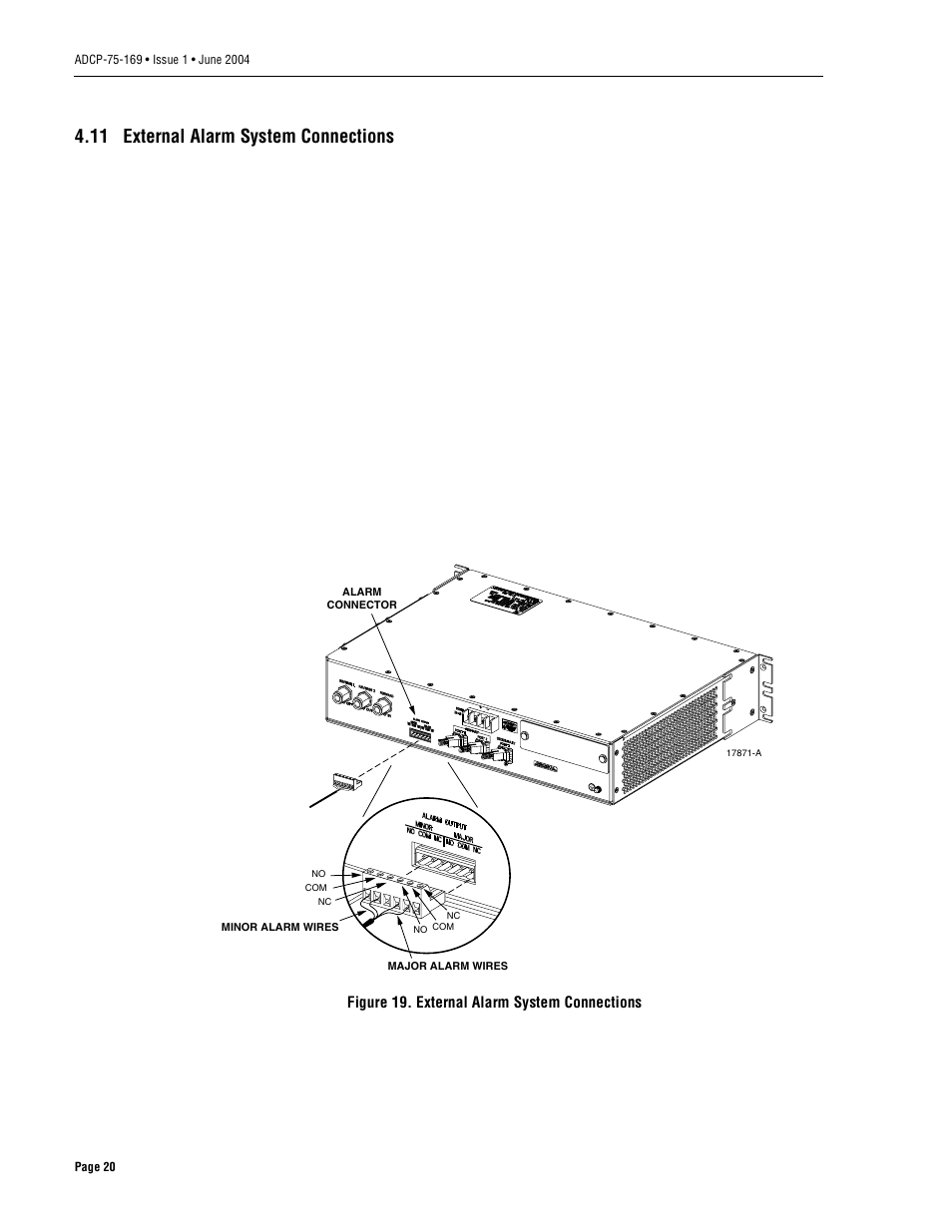 11 external alarm system connections | ADC 19717-A User Manual | Page 28 / 32