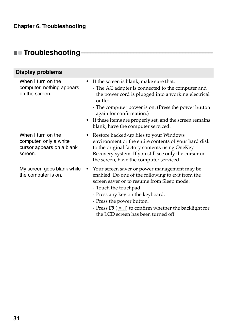 Troubleshooting | Lenovo M30-70 Notebook User Manual | Page 38 / 46
