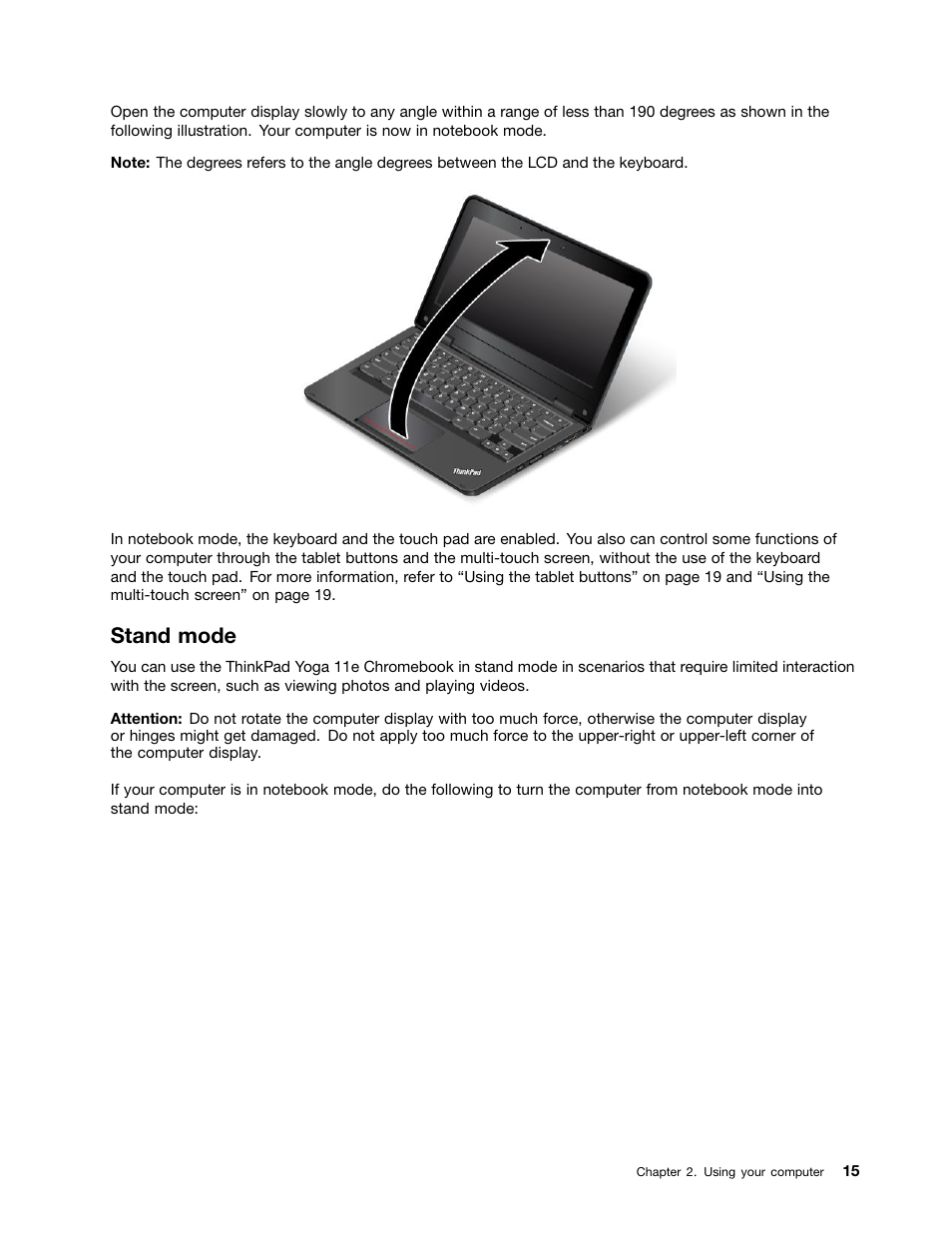 Stand mode | Lenovo ThinkPad 11e Chromebook User Manual | Page 29 / 78