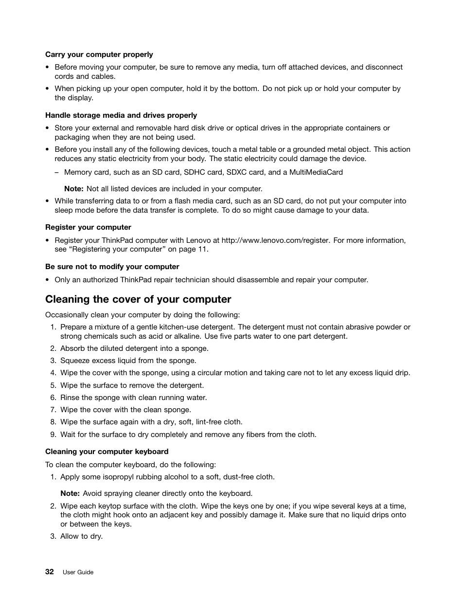 Cleaning the cover of your computer | Lenovo ThinkPad 11e Chromebook User Manual | Page 46 / 78