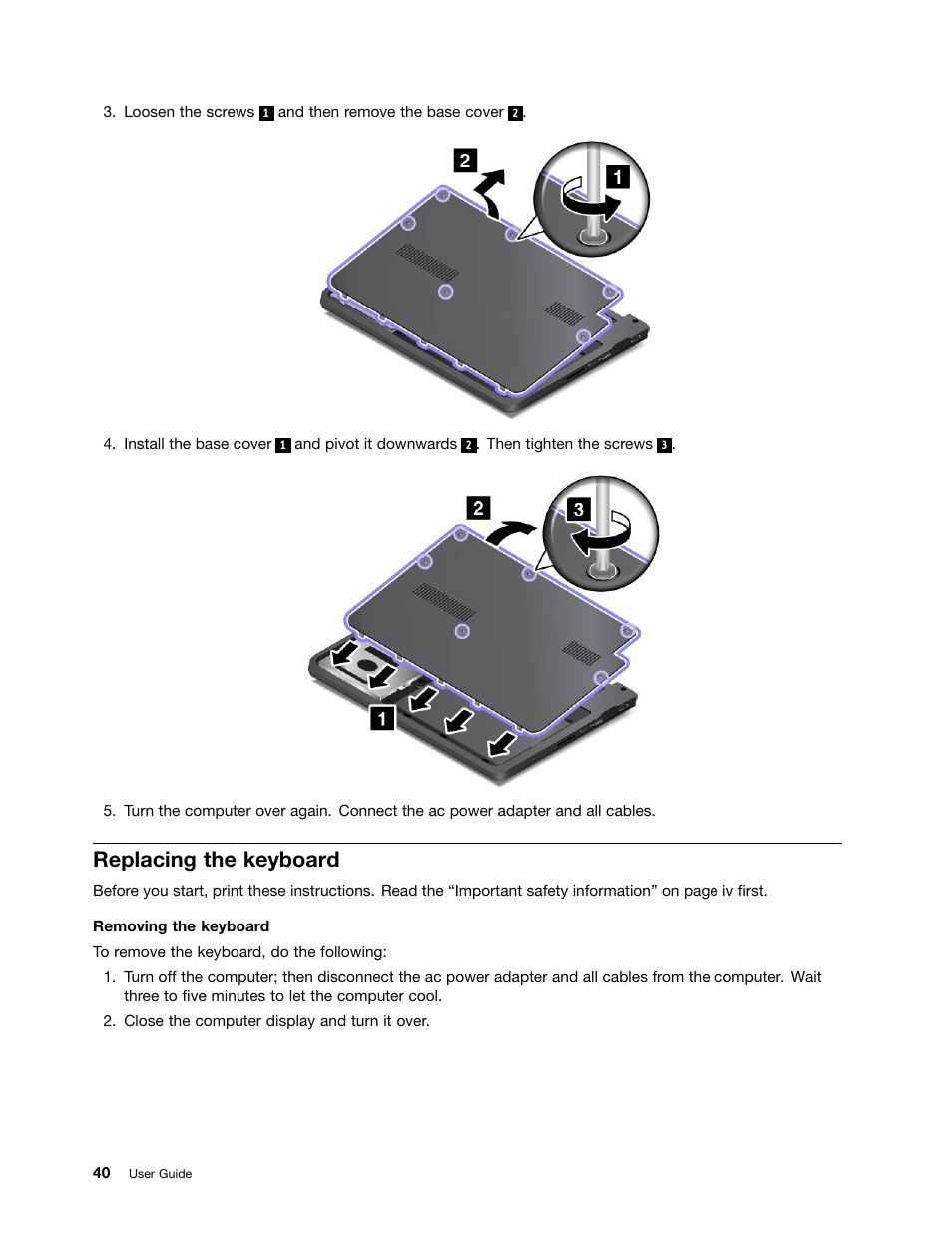 Replacing the keyboard | Lenovo ThinkPad 11e Chromebook User Manual | Page 54 / 78