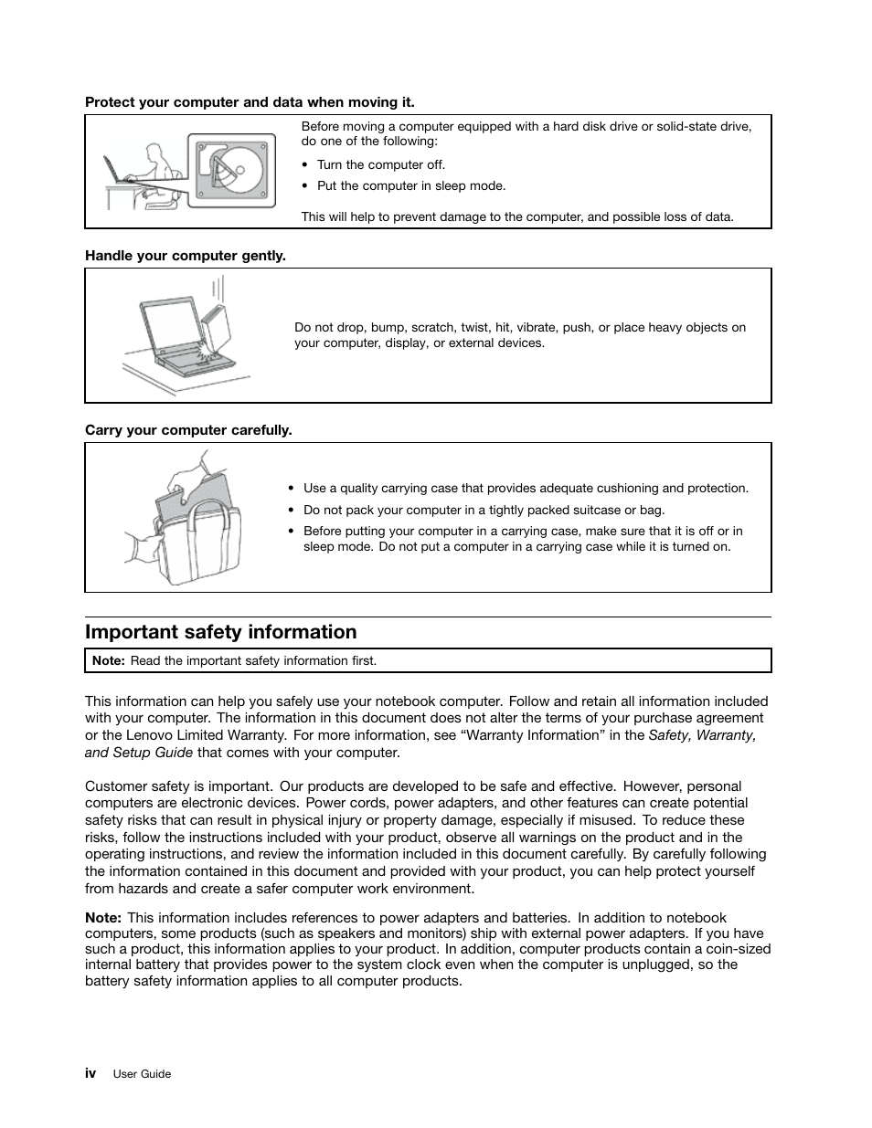Important safety information | Lenovo ThinkPad 11e Chromebook User Manual | Page 6 / 78