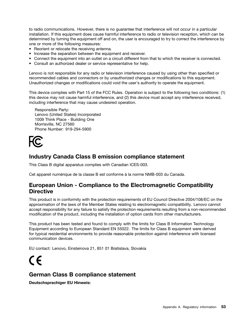 German class b compliance statement | Lenovo ThinkPad 11e Chromebook User Manual | Page 67 / 78