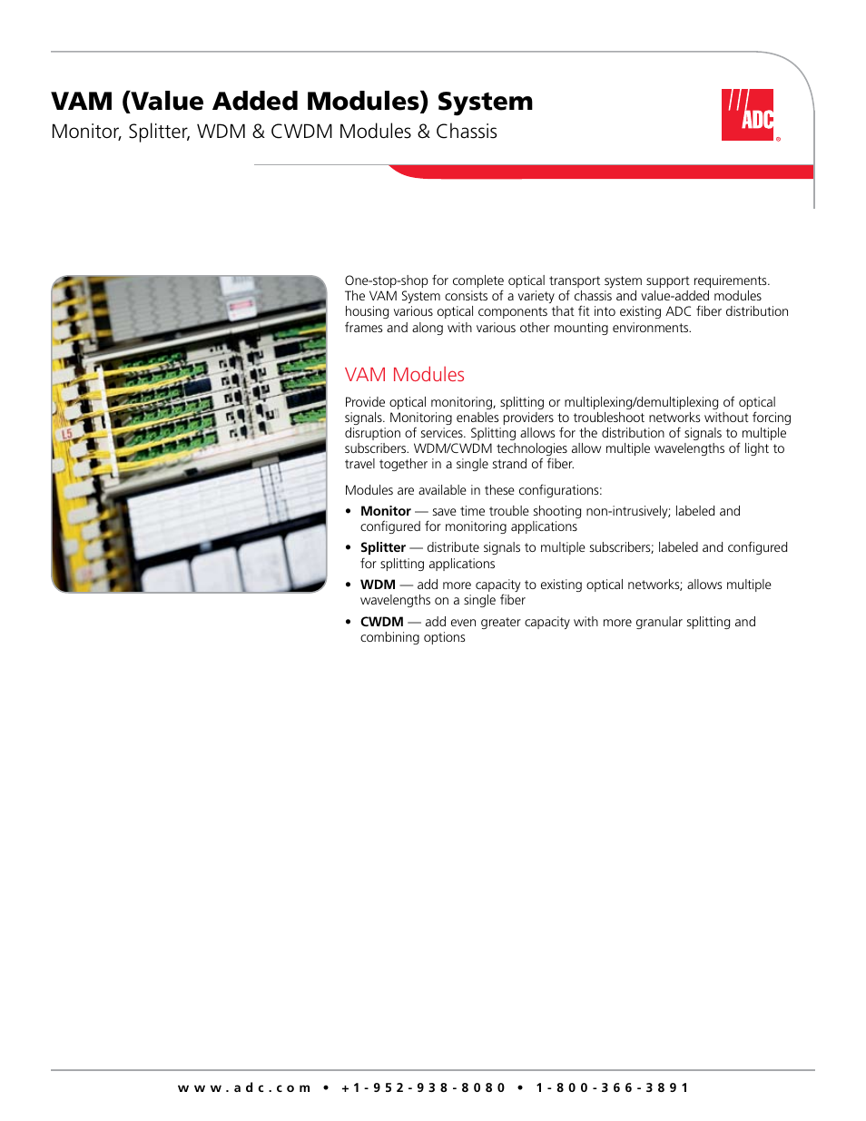 ADC VAM (Value Added Modules) System User Manual | 4 pages