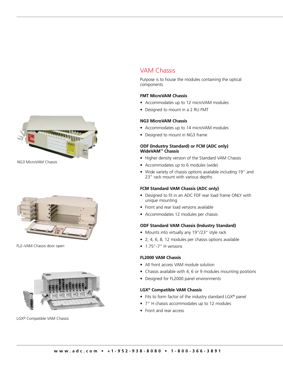 Vam chassis | ADC VAM (Value Added Modules) System User Manual | Page 2 / 4