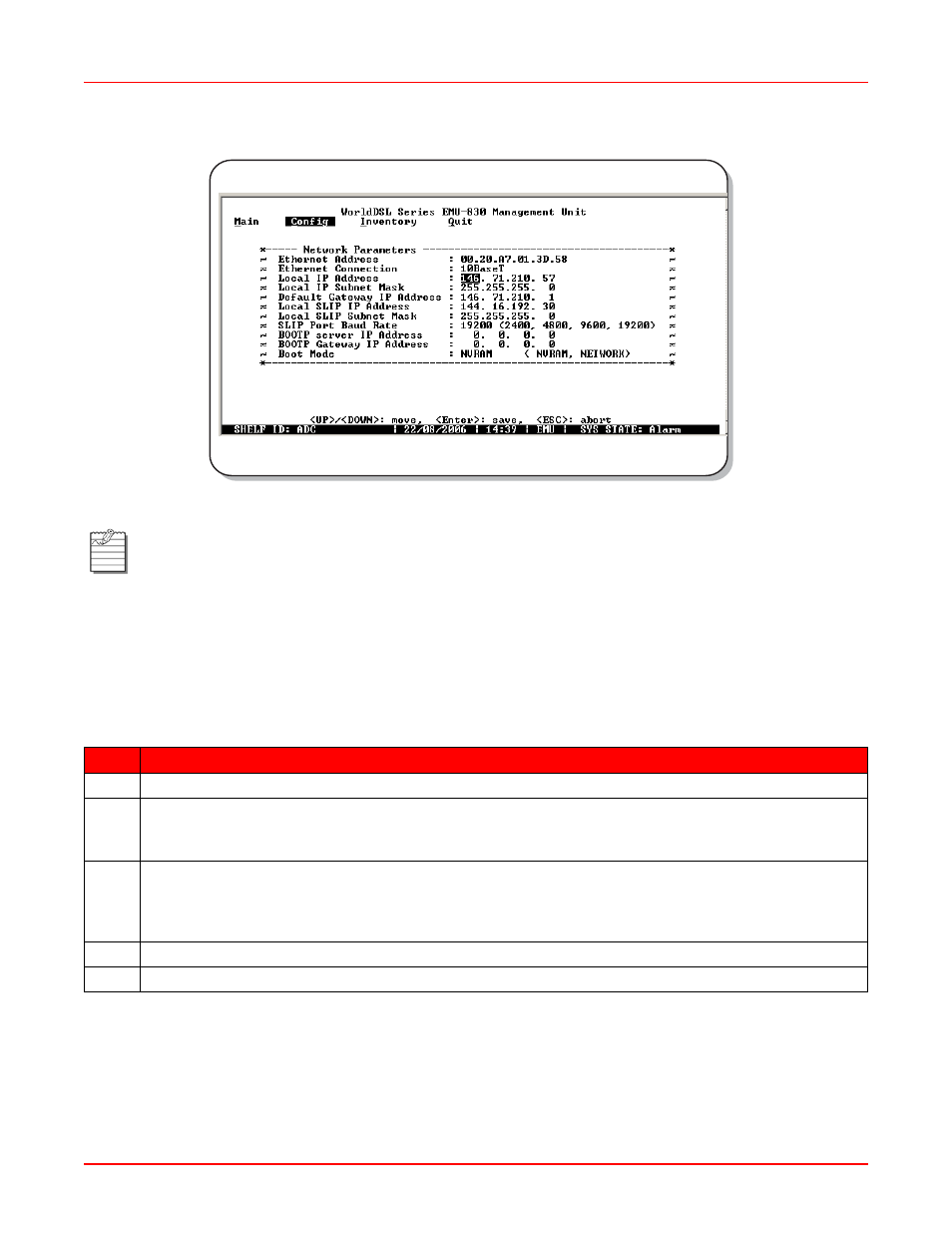 Figure 3-5. network parameters menu | ADC EMU-830 User Manual | Page 41 / 74