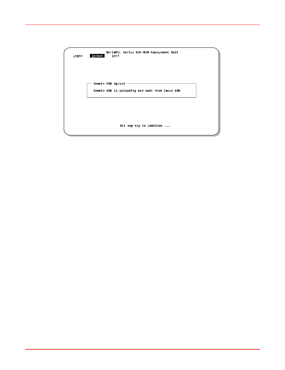 Figure 3-29.remote emu upload message, Figure 3-29 on | ADC EMU-830 User Manual | Page 63 / 74