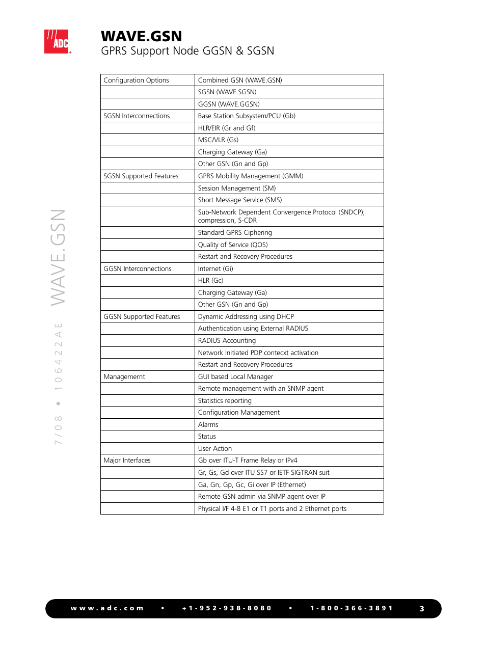 Wa ve.gsn, Wave.gsn, Gprs support node ggsn & sgsn | ADC GPRS Support Node GGSN & SGSN WAVE.GSN User Manual | Page 3 / 4