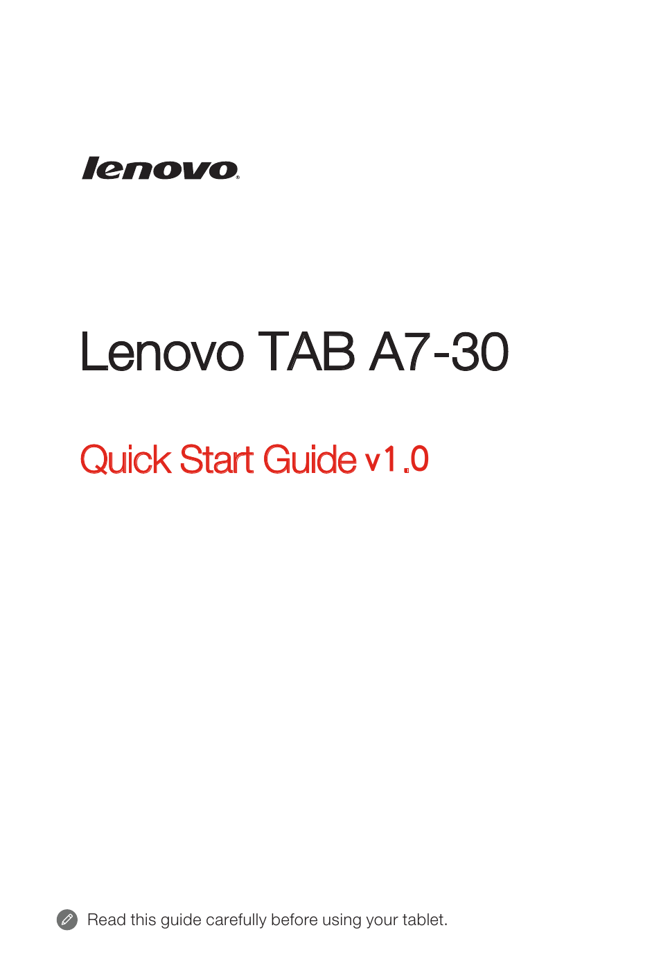 Lenovo A7 30 Tablet User Manual | 6 pages