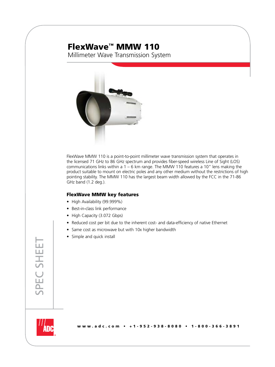 ADC FlexWave MMW 110 User Manual | 4 pages