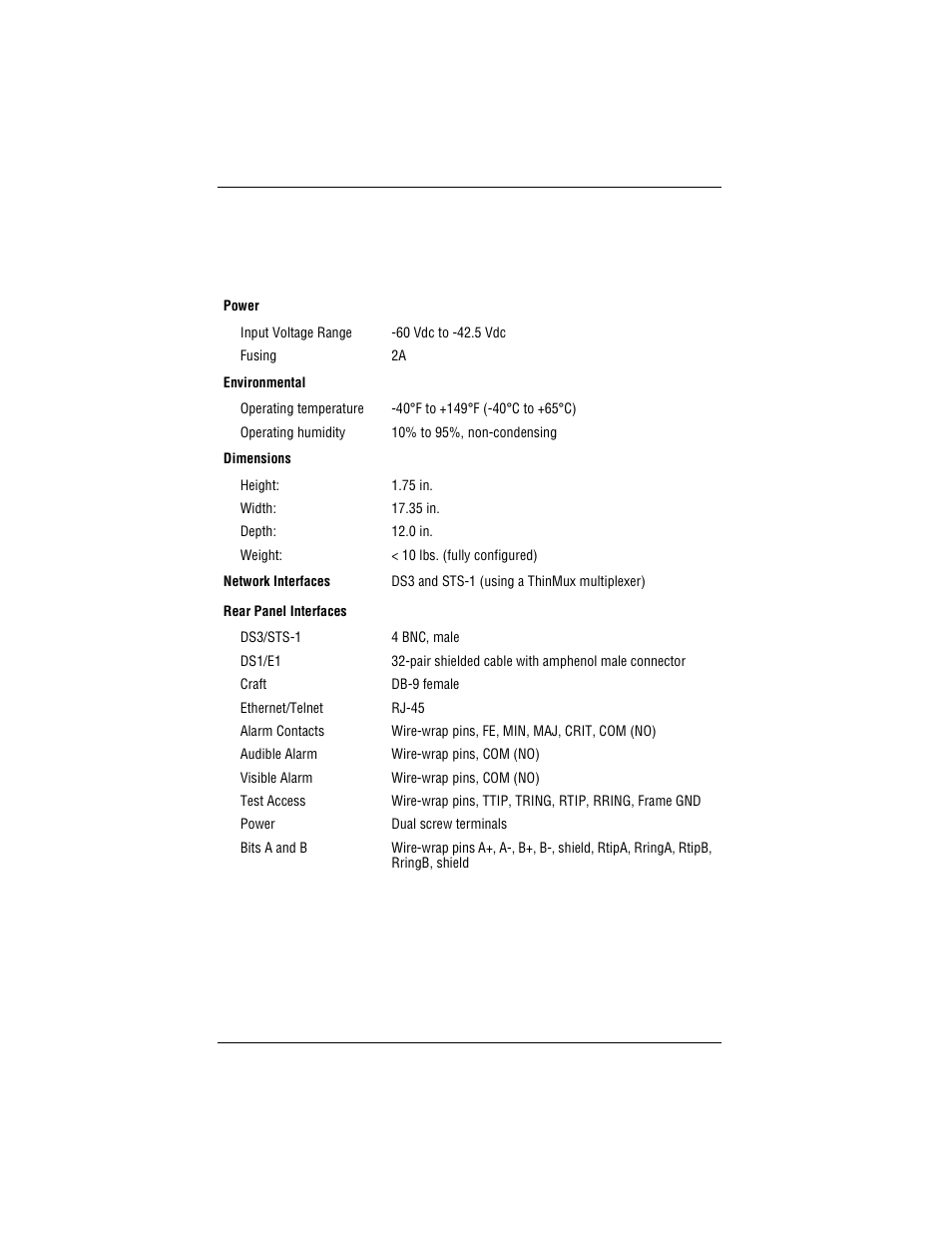 Appendix b - specifications, B - s, Ppendix | Pecifications | ADC ACE-COM L1 User Manual | Page 28 / 34