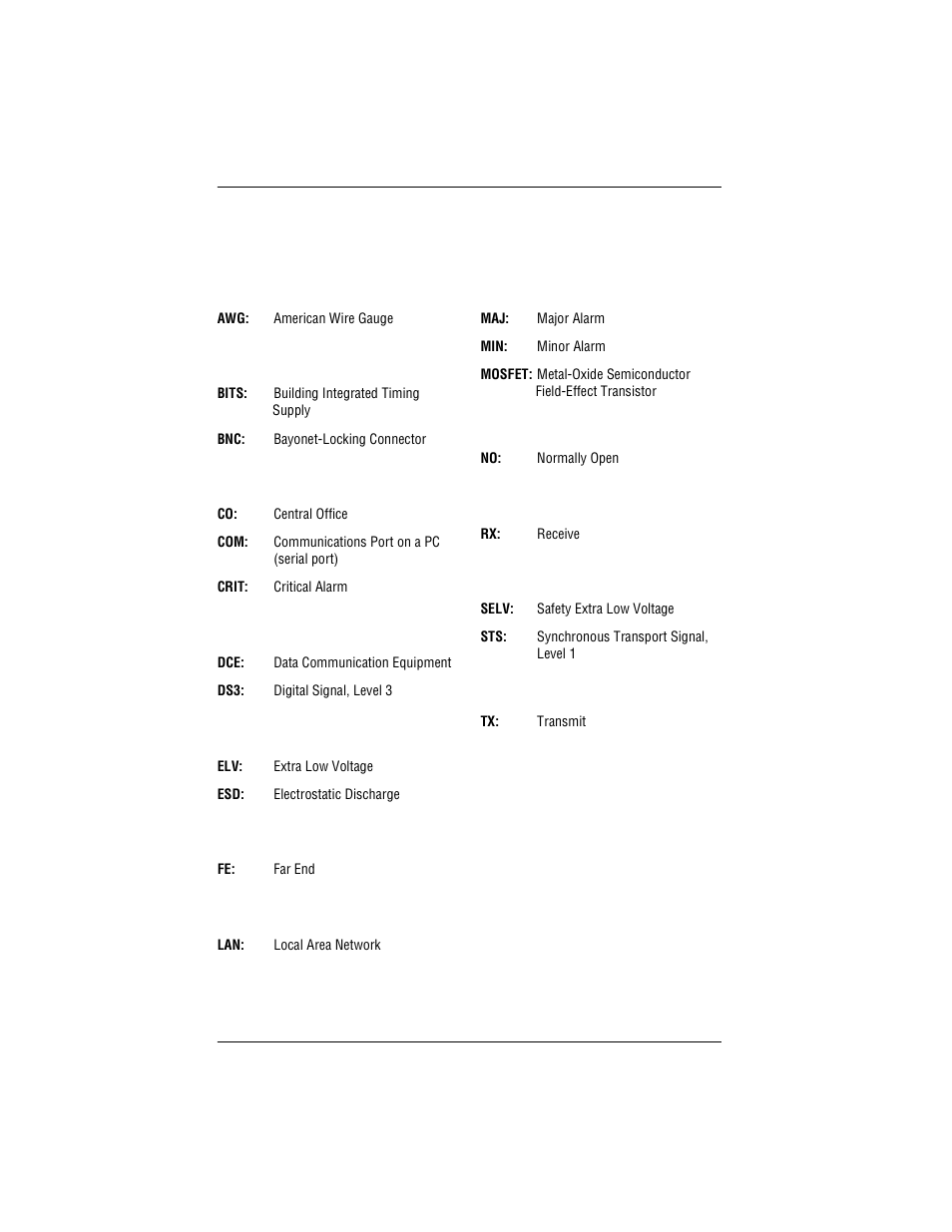 Appendix d - abbreviations, D - a, Ppendix | Bbreviations | ADC ACE-COM L1 User Manual | Page 30 / 34