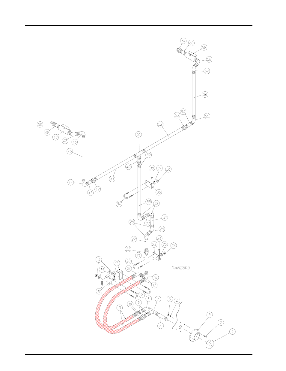 Gas piping assembly, For models mfd. as of august 15, 1995 , 71, 72 | ADC AD-310 User Manual | Page 72 / 108