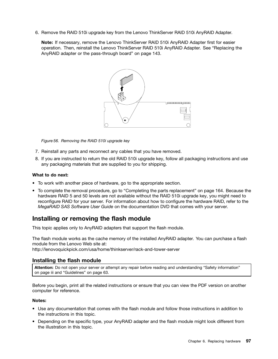 Installing or removing the flash module | Lenovo ThinkServer TD350 User Manual | Page 111 / 204