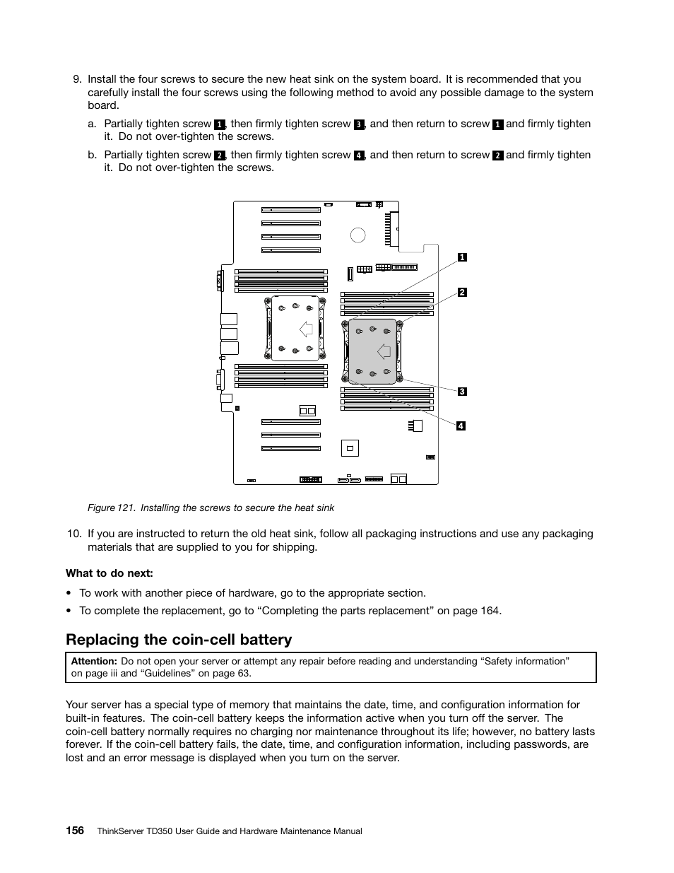 Replacing the coin-cell battery | Lenovo ThinkServer TD350 User Manual | Page 170 / 204