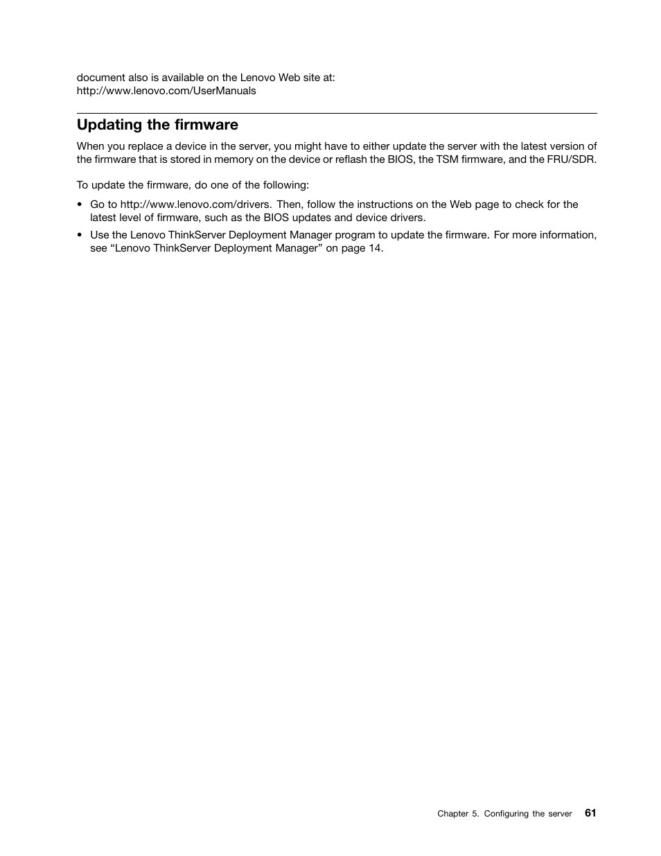 Updating the firmware | Lenovo ThinkServer TD350 User Manual | Page 75 / 204