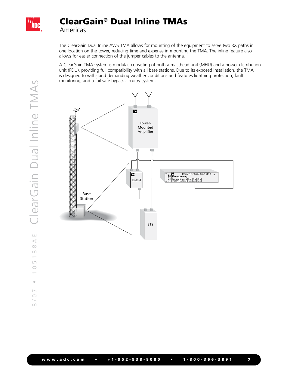 Cleargain, Dual inline tmas | ADC ClearGain Dual Inline TMAs User Manual | Page 2 / 8