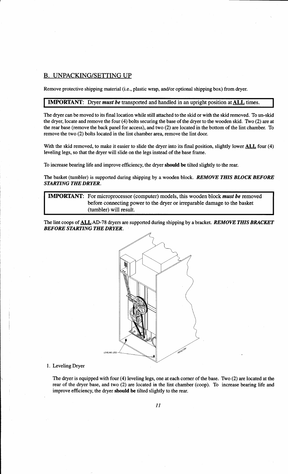 B. unpacking/setting up, B. unpacking/settingup | ADC AD-78 User Manual | Page 15 / 75