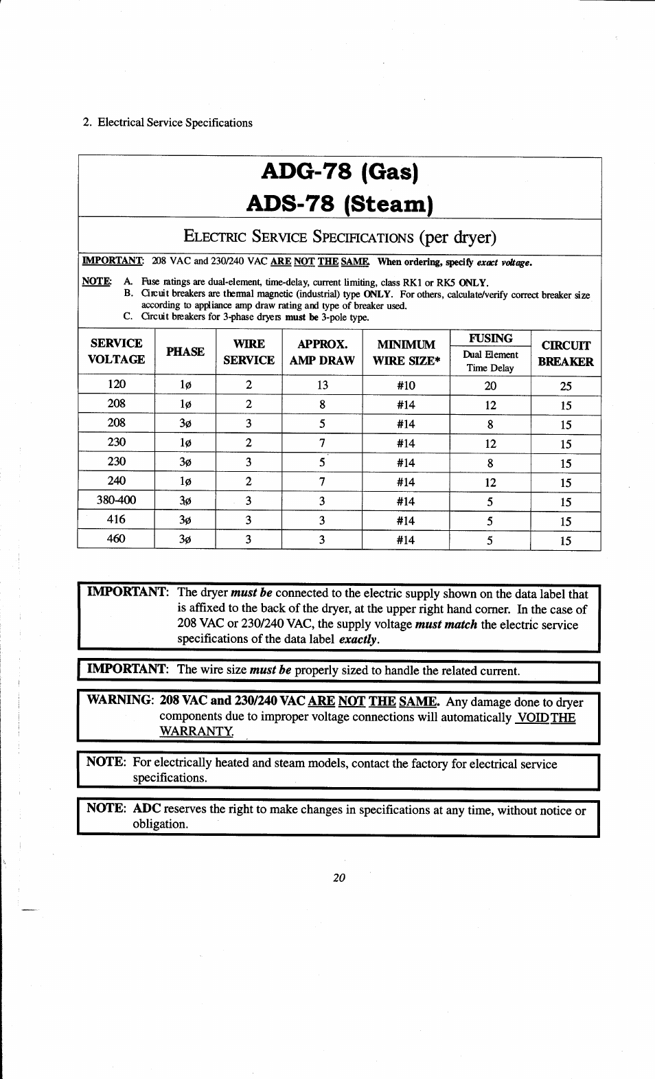 Adg-78 (gas) ads-78 (steam) | ADC AD-78 User Manual | Page 24 / 75