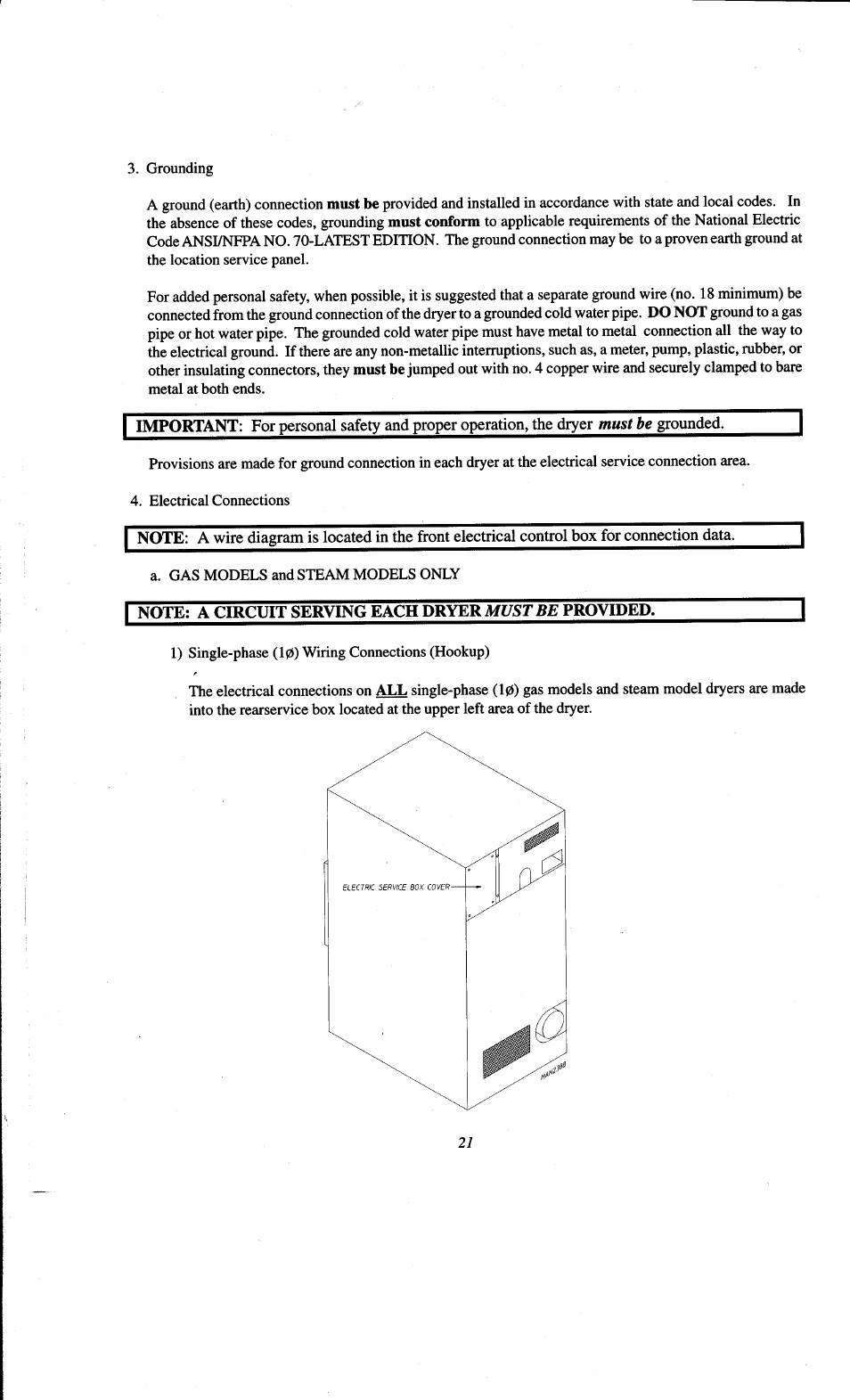 I note; a circuit serving each dryer provided | ADC AD-78 User Manual | Page 25 / 75