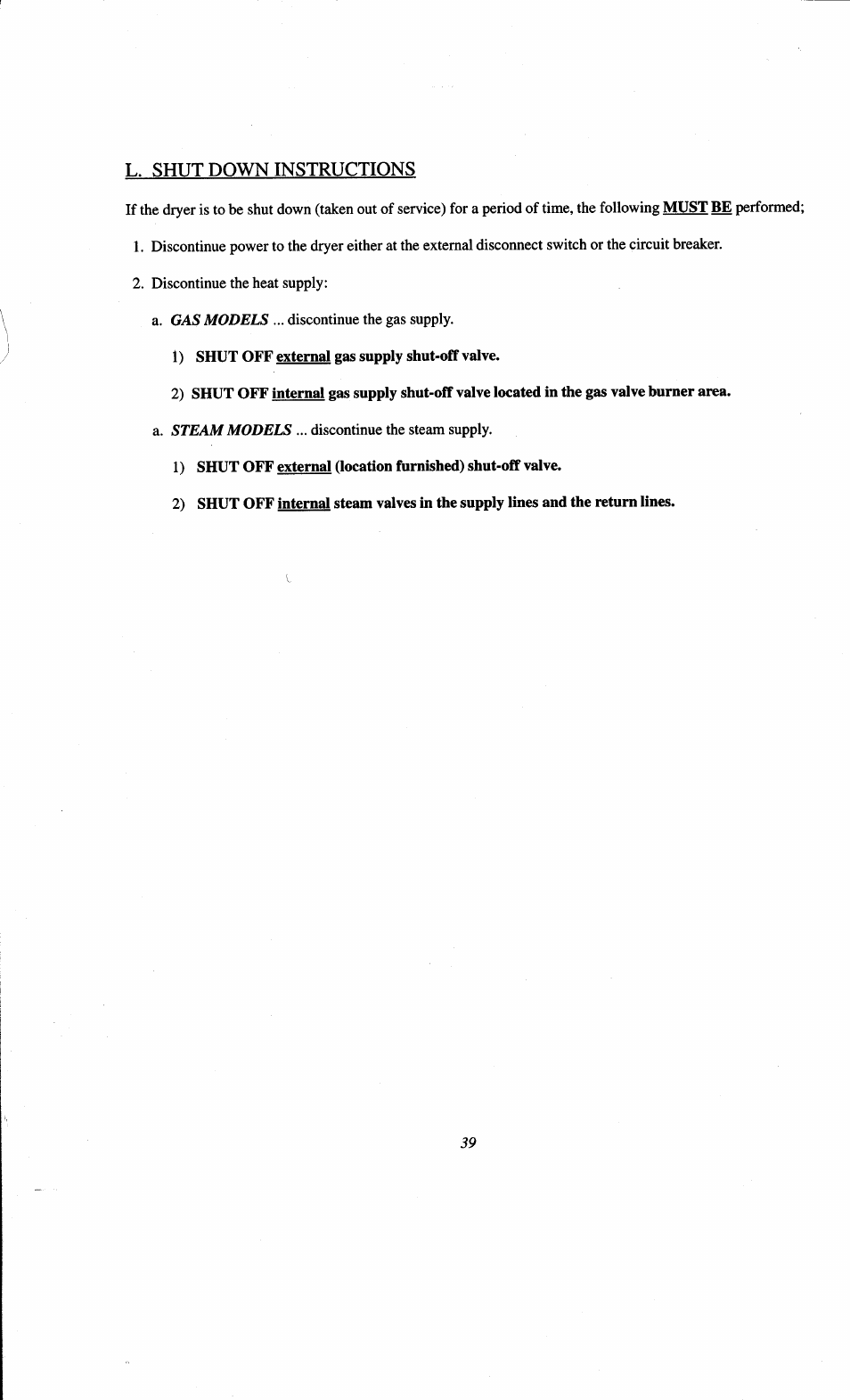 L. shut down instructions | ADC AD-78 User Manual | Page 43 / 75