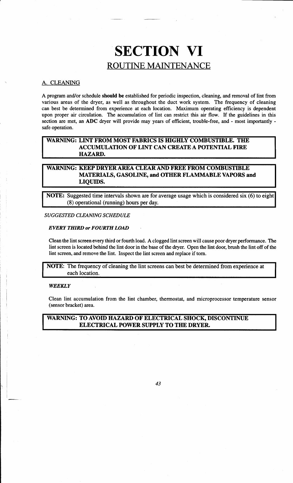 Section vi, Routine maintenance | ADC AD-78 User Manual | Page 48 / 75