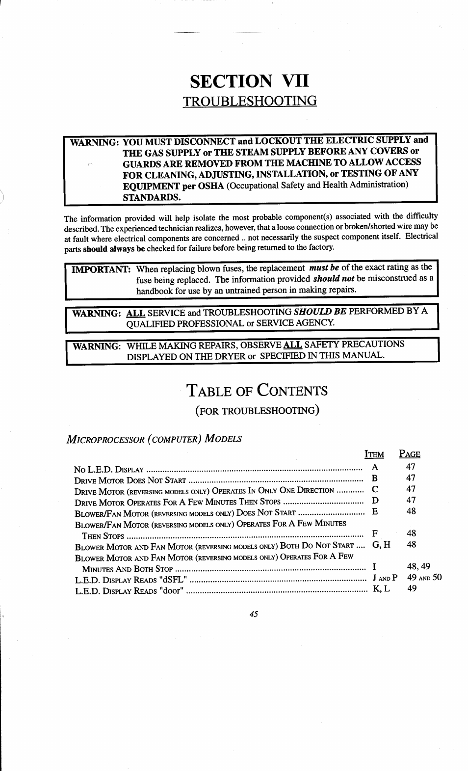 Troubleshooting, Able, Ontents | ADC AD-78 User Manual | Page 50 / 75