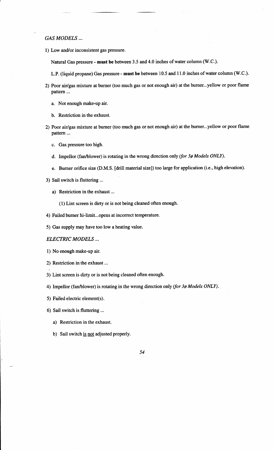 For 30 models only), Electric models | ADC AD-78 User Manual | Page 59 / 75