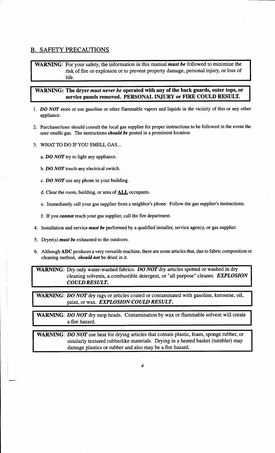 B. safety precautions | ADC AD-78 User Manual | Page 8 / 75