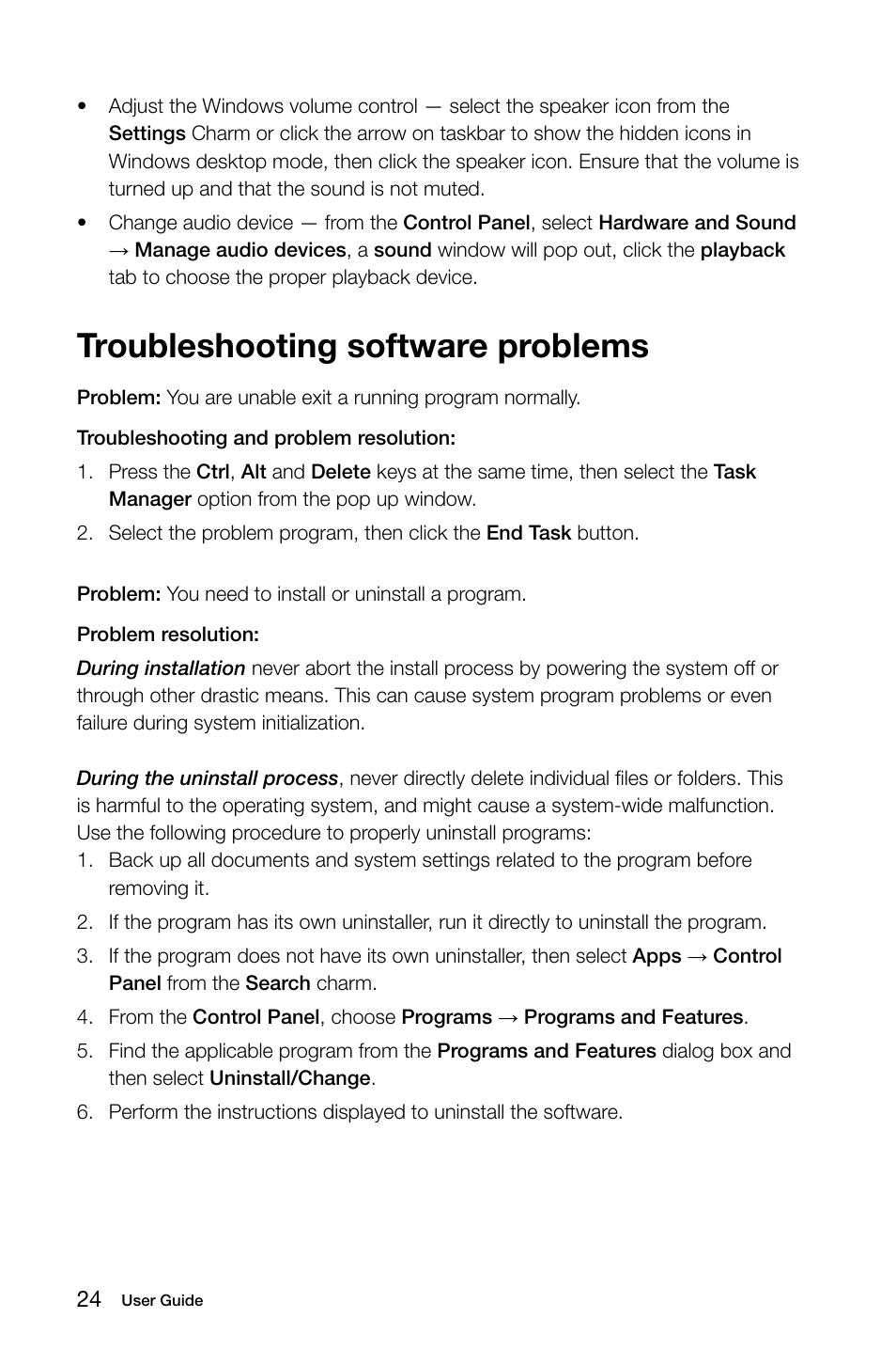 Troubleshooting software problems | Lenovo IdeaCentre Q190 Desktop User Manual | Page 29 / 37