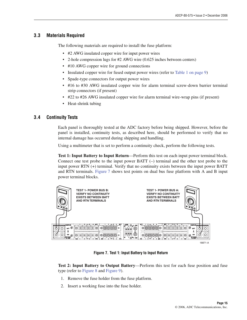 3 materials required, 4 continuity tests, Materials required | Continuity tests | ADC PowerWorx Power Distribution User Manual | Page 21 / 40