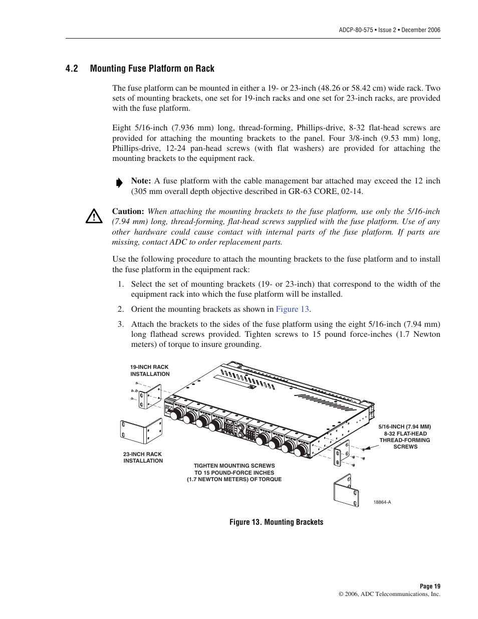 2 mounting fuse platform on rack, Mounting fuse platform on rack | ADC PowerWorx Power Distribution User Manual | Page 25 / 40