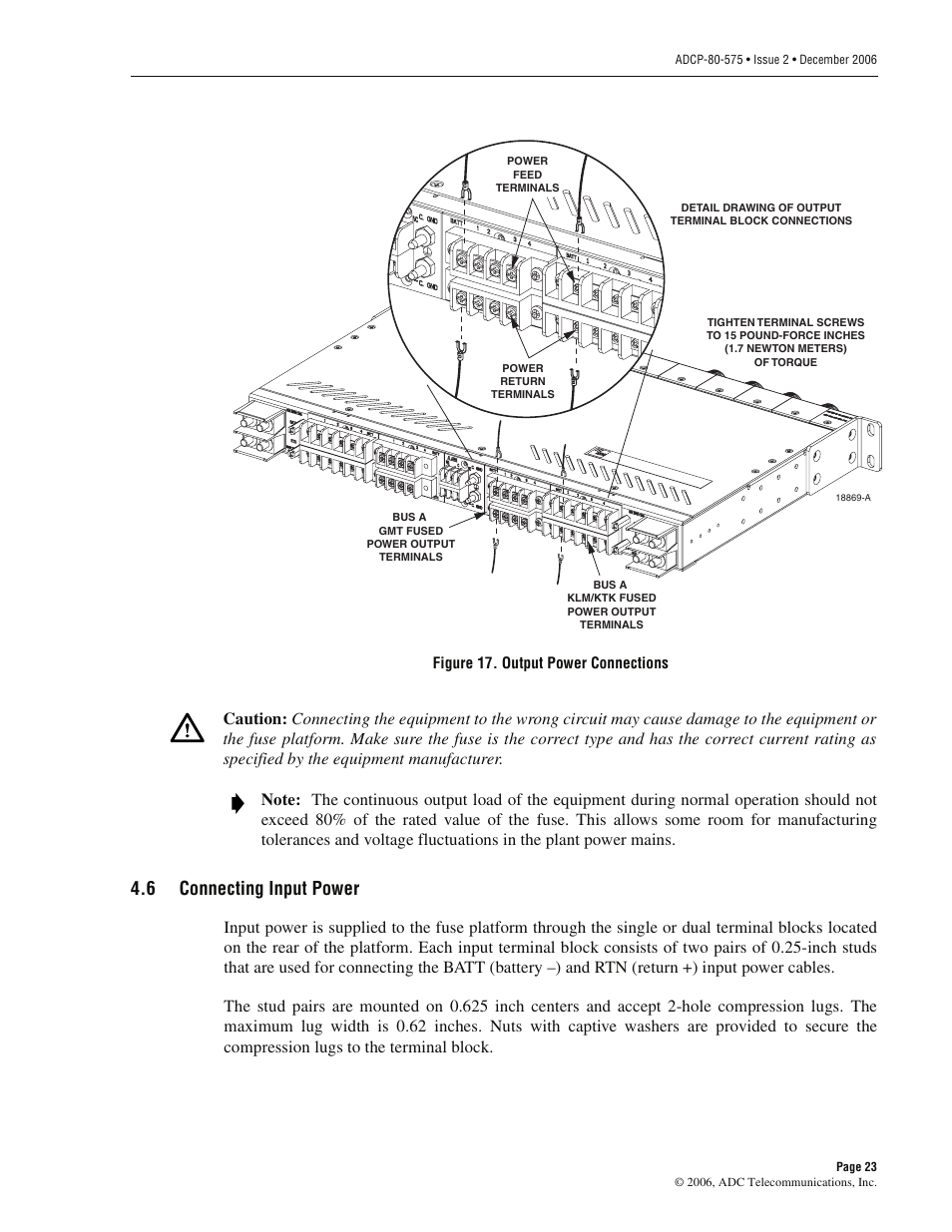 6 connecting input power, Connecting input power | ADC PowerWorx Power Distribution User Manual | Page 29 / 40