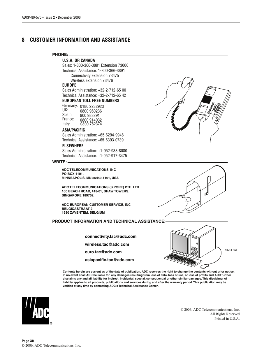 8 customer information and assistance, Customer information and assistance, 8customer information and assistance | ADC PowerWorx Power Distribution User Manual | Page 36 / 40