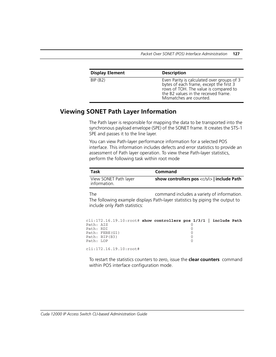 Viewing sonet path layer information | ADC CUDA 3 User Manual | Page 129 / 620