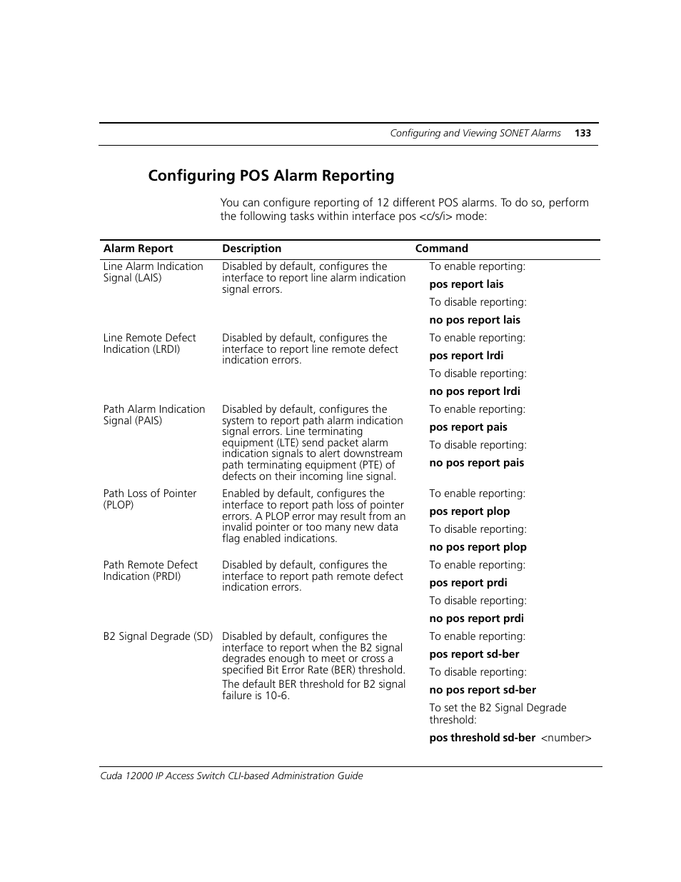 Configuring pos alarm reporting | ADC CUDA 3 User Manual | Page 135 / 620