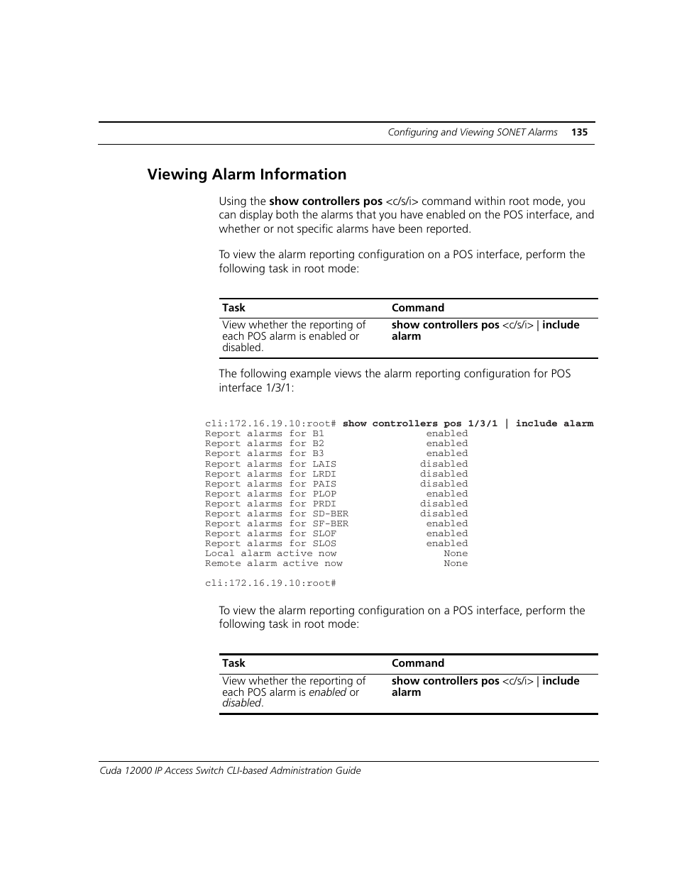 Viewing alarm information | ADC CUDA 3 User Manual | Page 137 / 620