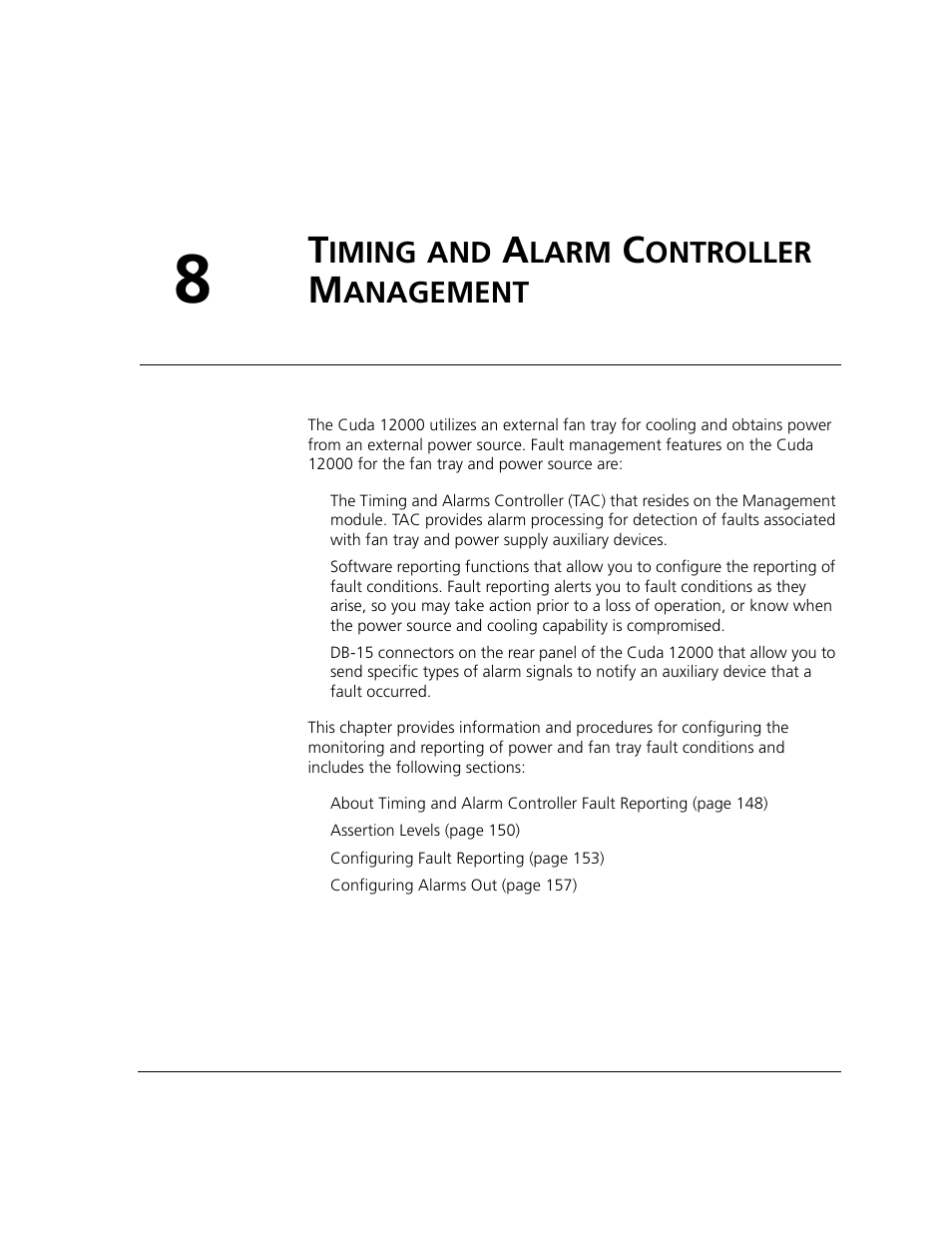 Timing and alarm controller management, Iming, Larm | Ontroller, Anagement, Chapter 8 | ADC CUDA 3 User Manual | Page 149 / 620