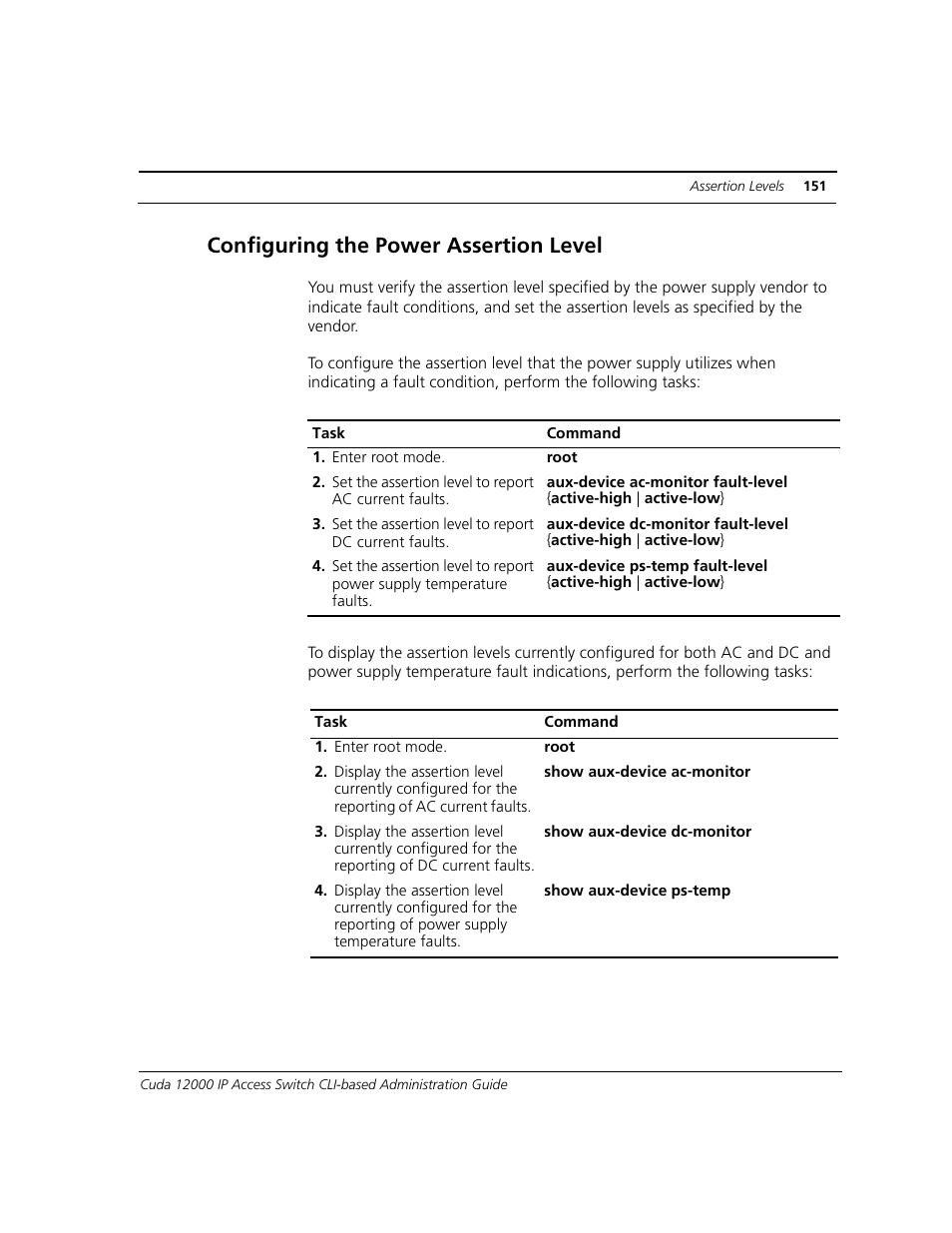 Configuring the power assertion level | ADC CUDA 3 User Manual | Page 153 / 620