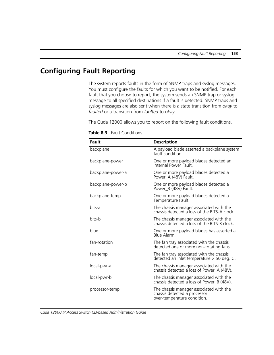 Configuring fault reporting | ADC CUDA 3 User Manual | Page 155 / 620